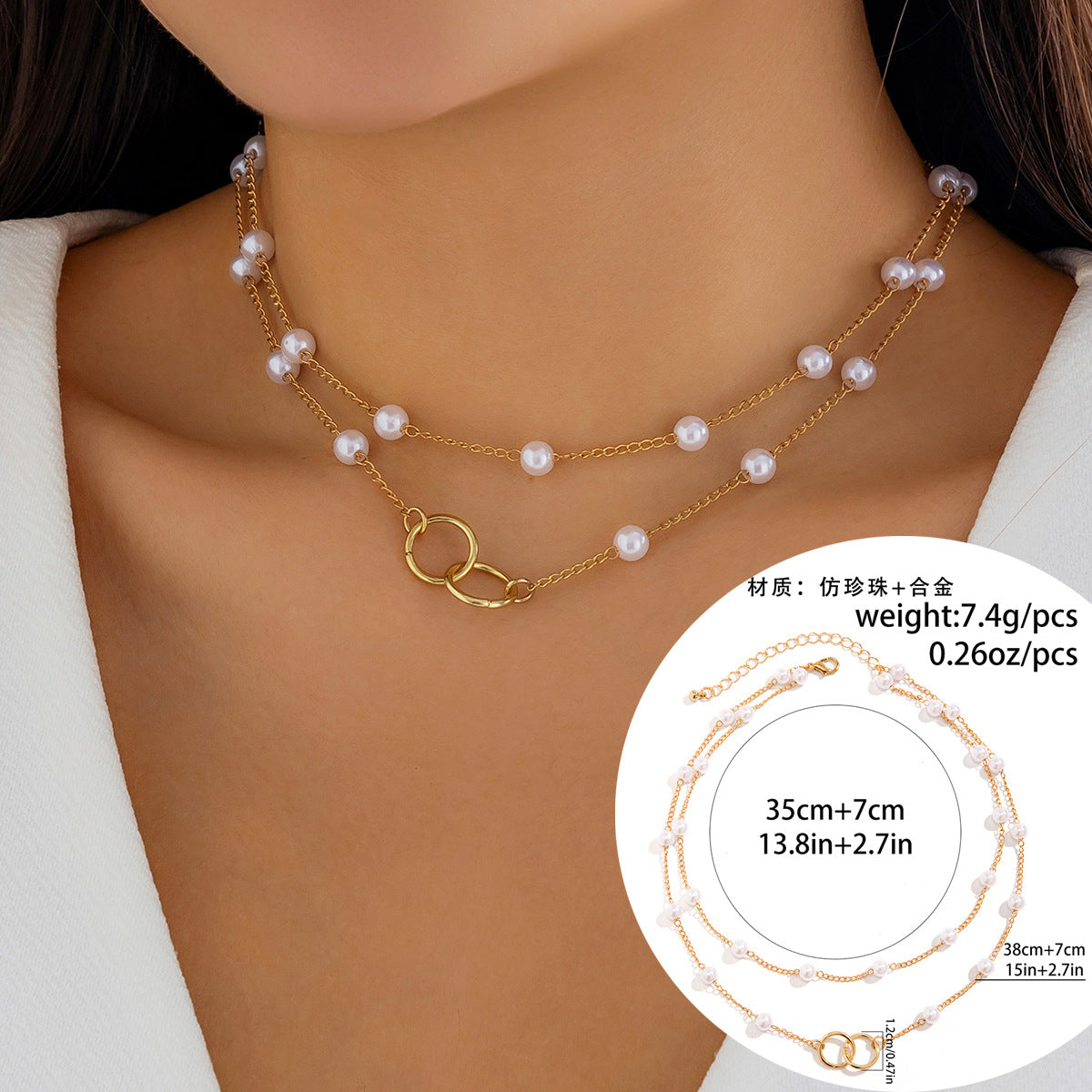 European and American Cross-border Classic Rhinestone Pendant Necklace with Imitation Pearls and Tassels