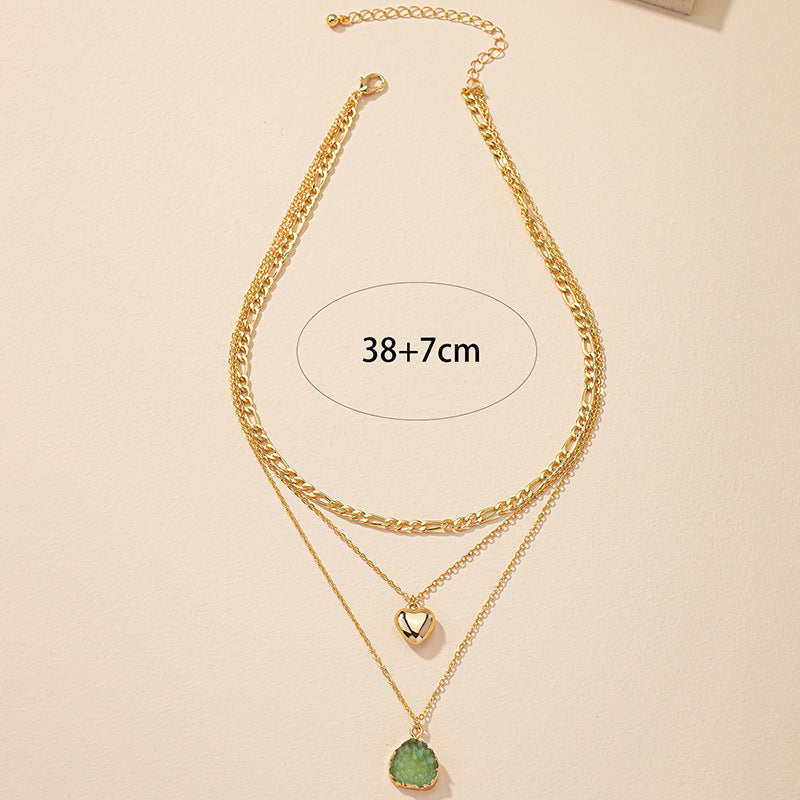 Luxurious Crystal Pendant Necklace with Layered Design and Collarbone Chain