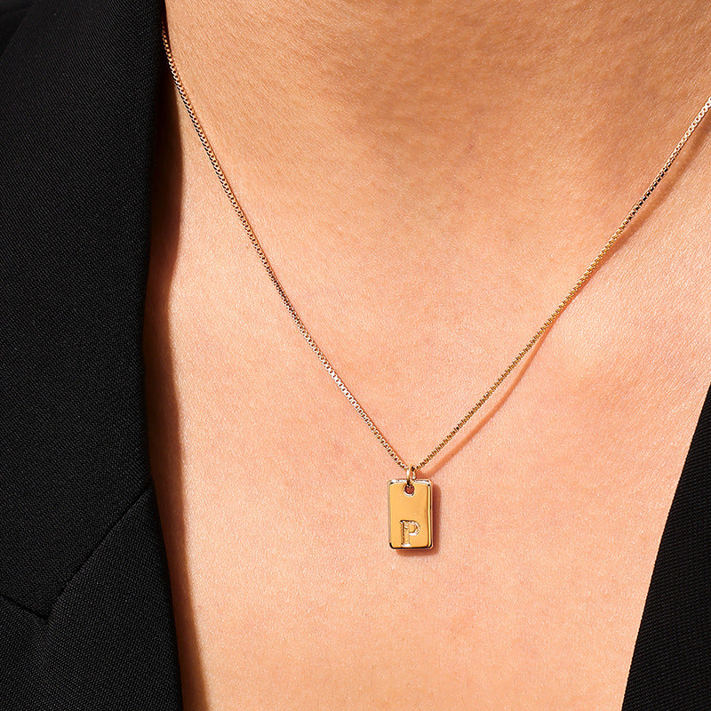 Chic Geometric Square Letter Pendant Necklace for Women