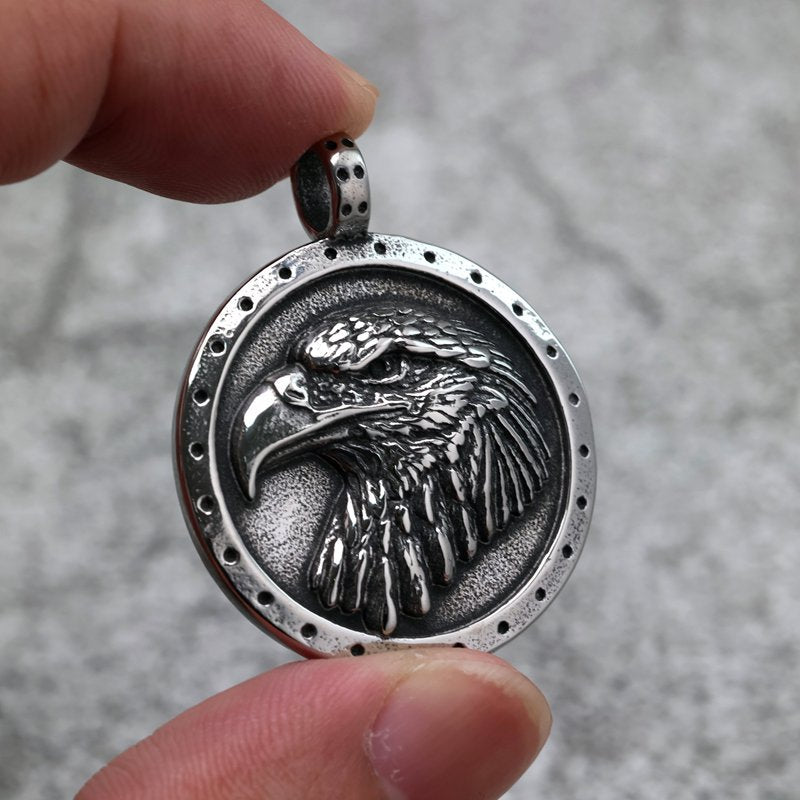 Unisex Double Sided Eagle Pendant Necklace In Retro Stainless Steel By Planderful