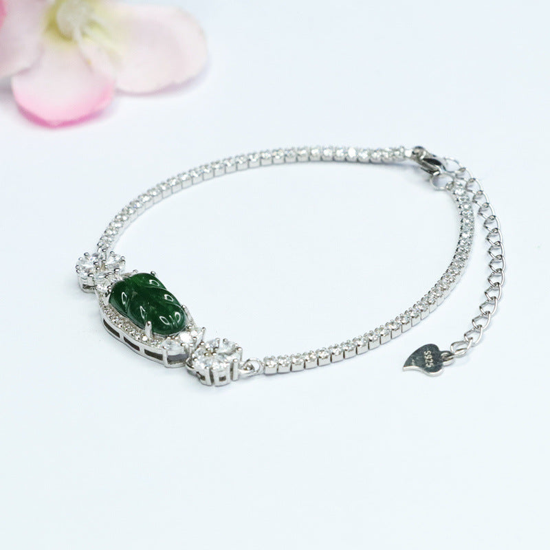 Green Jadeite Leaf Bracelet