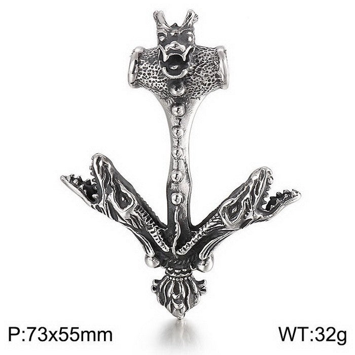 Planderful Dark Wolf Head Pendant Men Titanium Steel