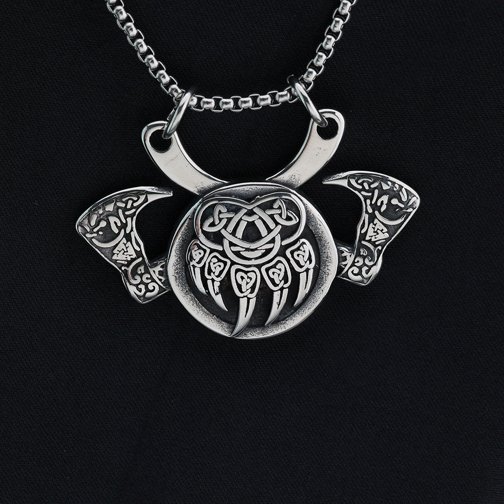 Vintage Nordic Men's Stainless Steel Viking Axe Pendant