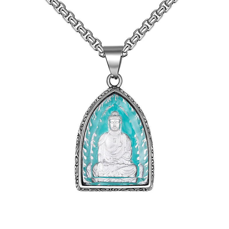 Stainless Steel Necklace – Vintage Zodiac Sign Pendant For Men With Luminous Amulets