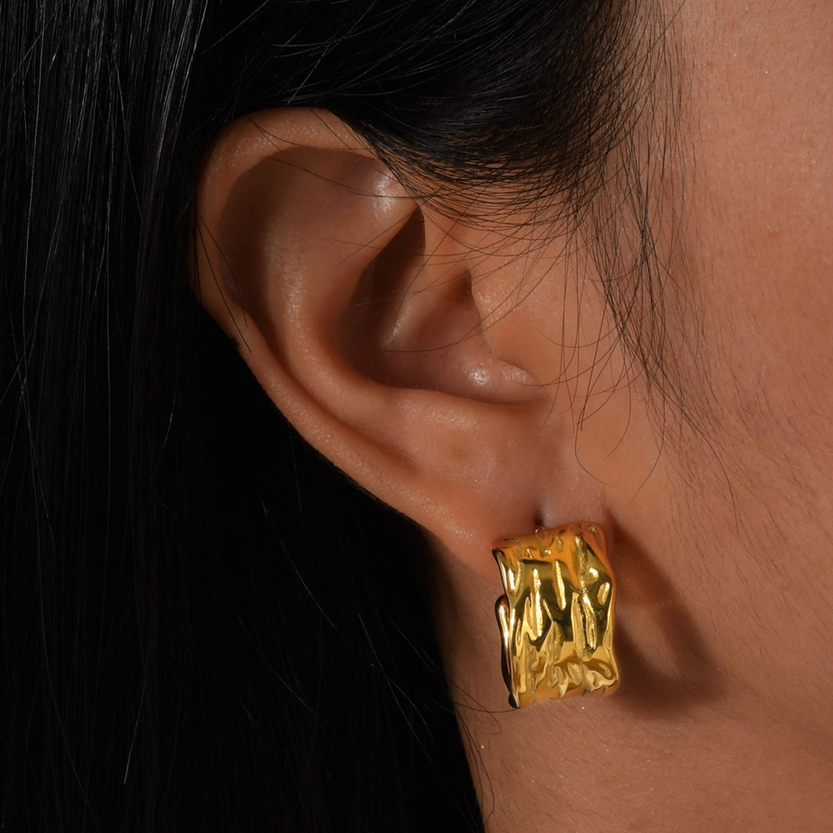 Gold-Tone Textured Statement Earrings — Multiple Styles