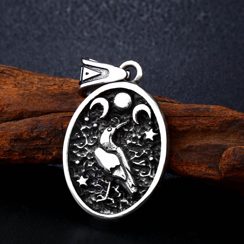 Titanium Steel Viking Moon Pendant for Men - Stylish European and American Fashion Jewelry