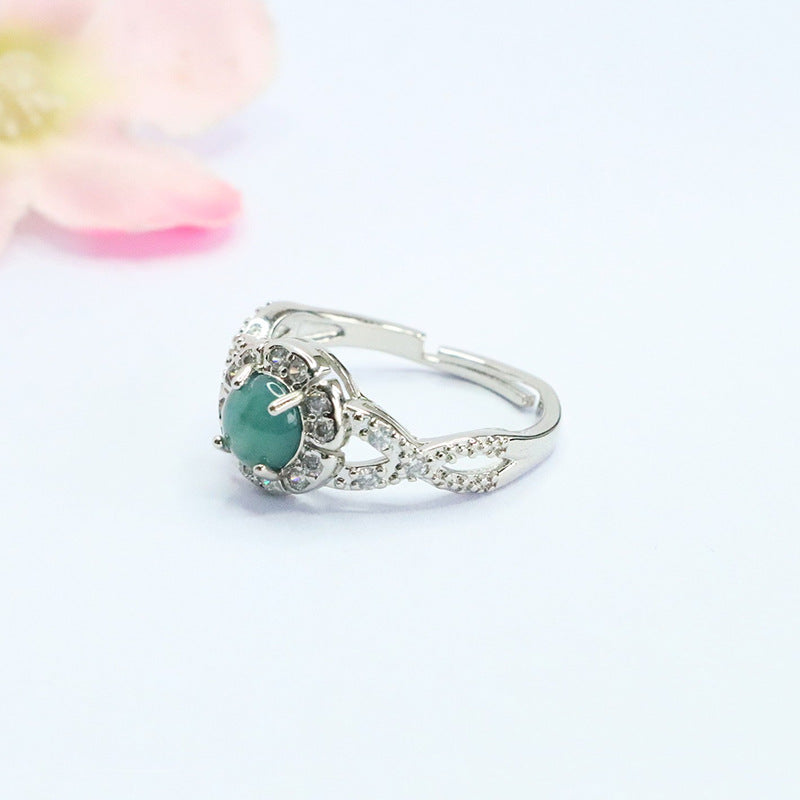 Blue-Water Jadeite Twin Motif Ring