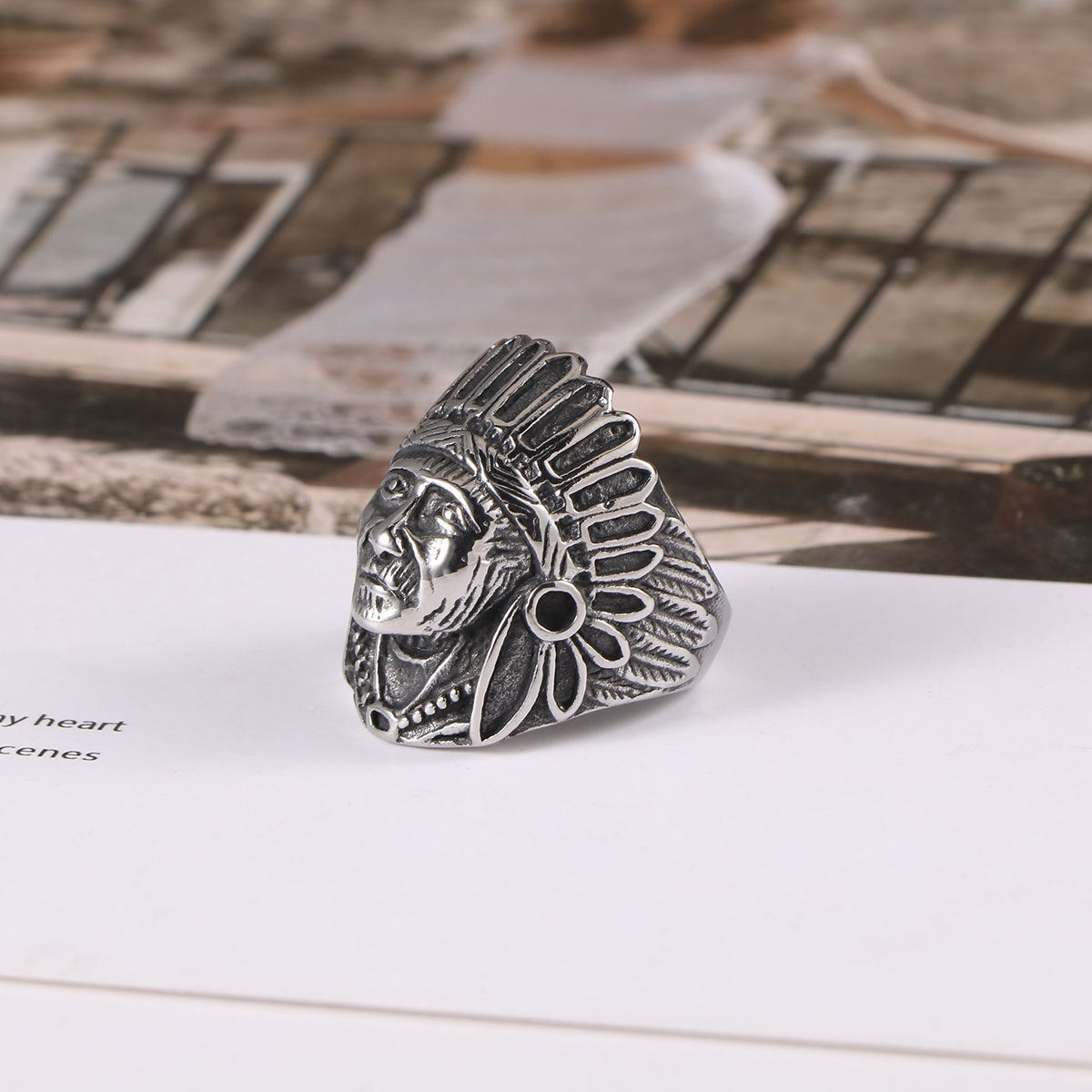 Vintage Indian Titanium Steel Ring Index Finger Punk Style