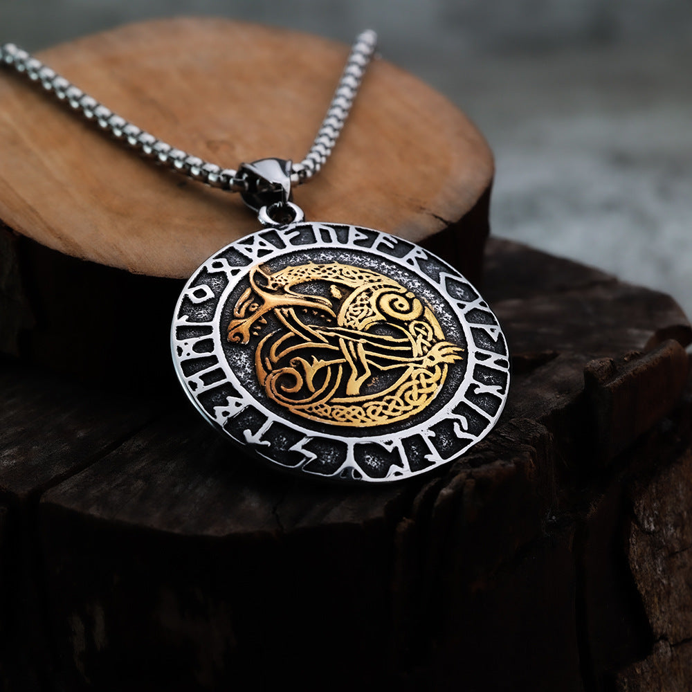 European And American Style Retro Steel Gold Tag Pendant For Men