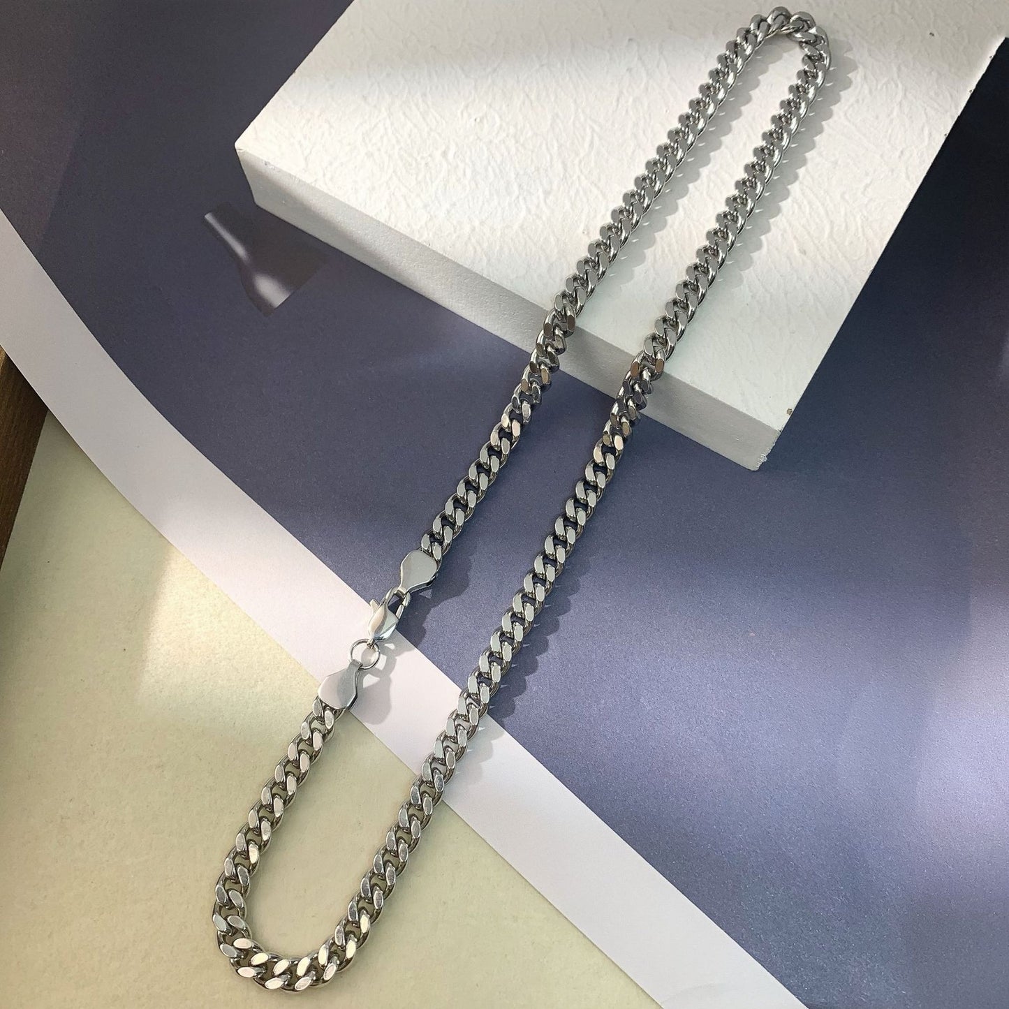 Planderful Jewelry Mens Titanium Steel Cuban Chain Necklace Premium Hip Hop Style Gift