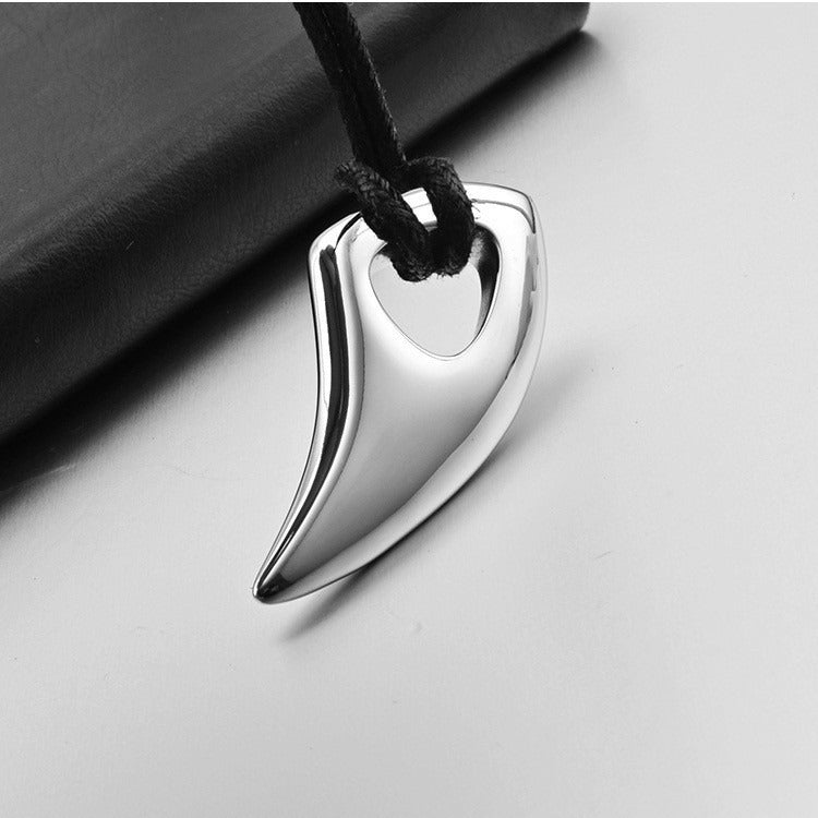 Steel Necklace - Statement Wolf Tooth Pendant For Men