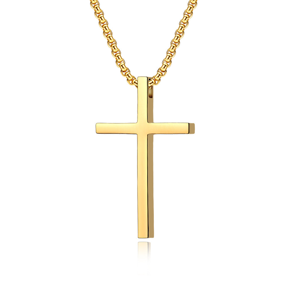 INS Genderless Simple Titanium Steel Cross Necklace Pendant