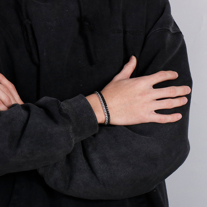 Stainless Steel – Punk Style Double-Layer Men's Titanium Steel Bracelet