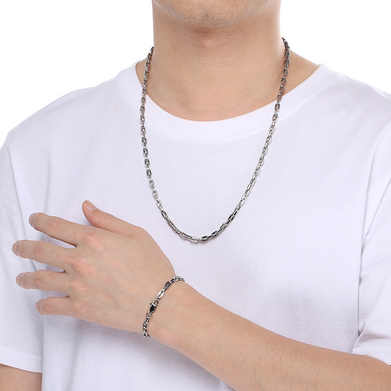 Planderful Premium Titanium Steel Mens Bracelet Interlock