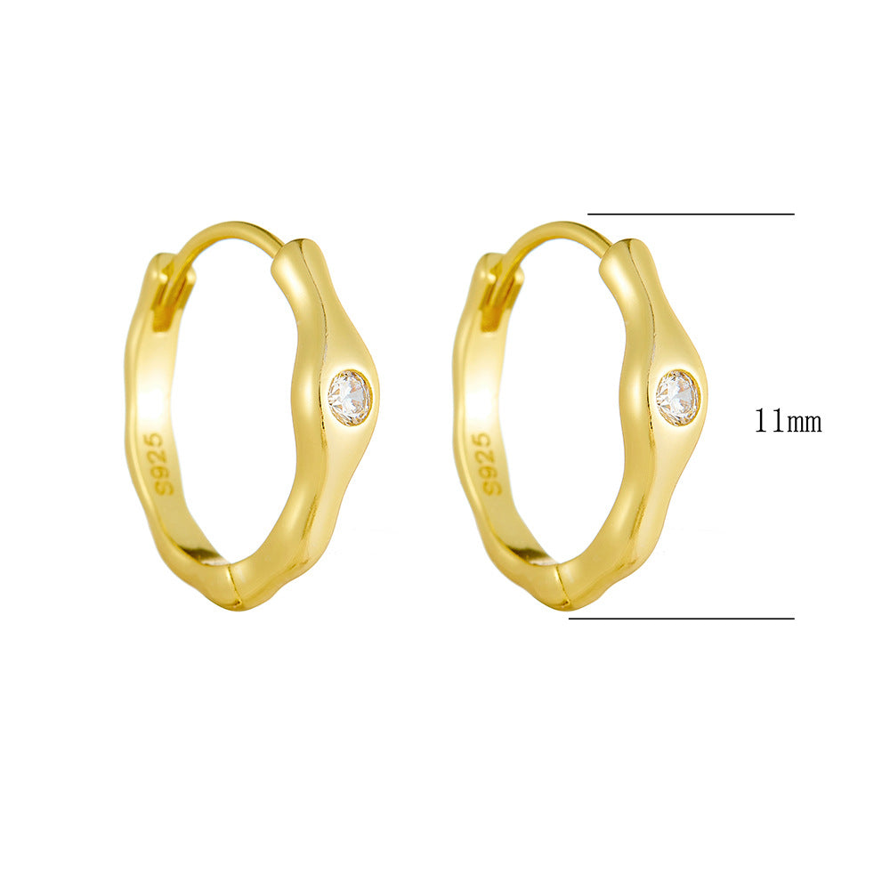 Planderful S925 Sterling Silver Irregular Geometric Earrings For Women Lightweight Zircon Sparkle