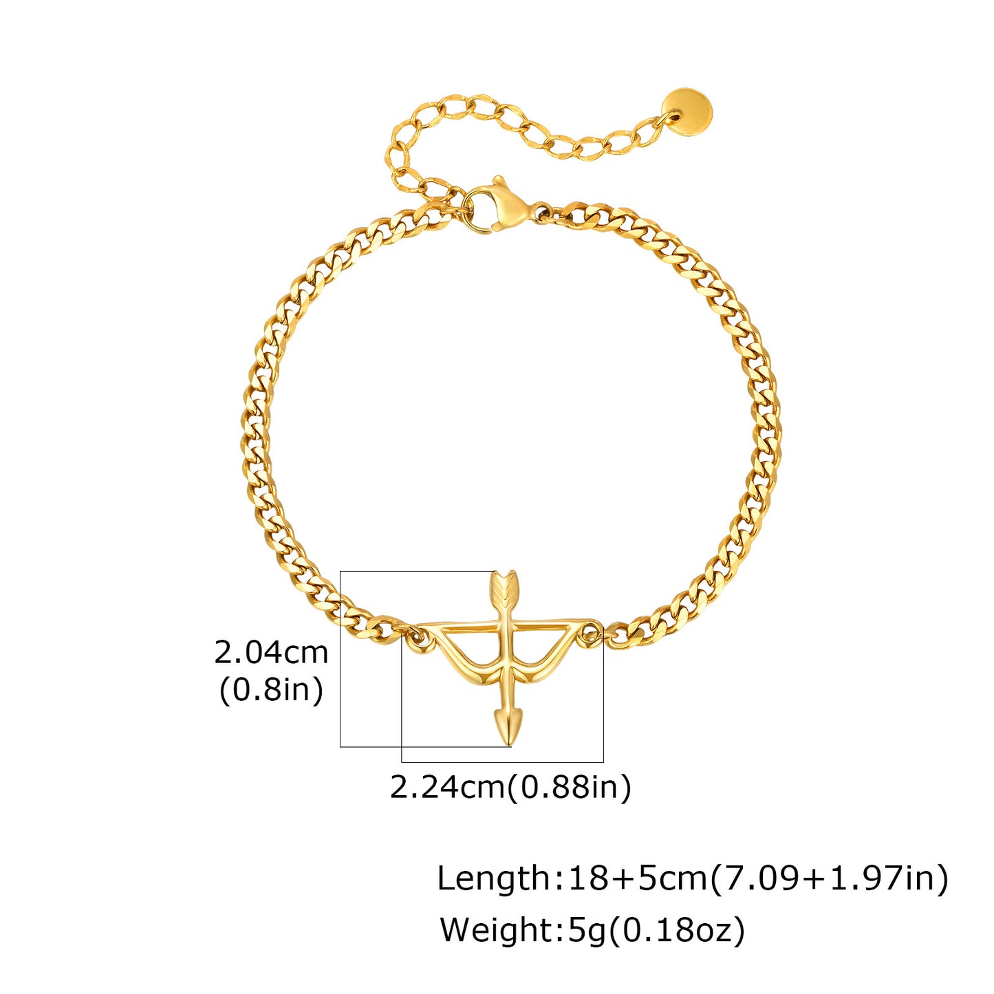Planderful Geometric Bow And Arrow Bracelet Men Steel Gold
