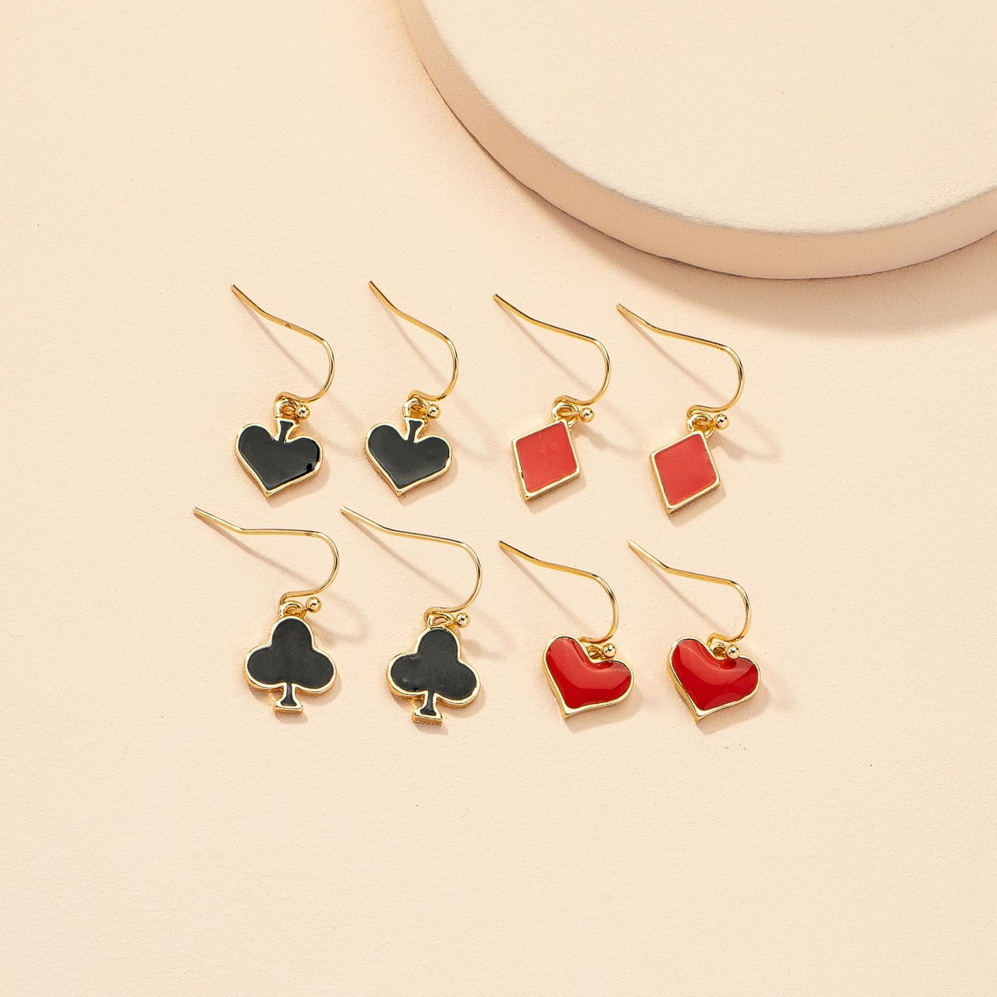 Geometric Glazed Poker Earrings Set with Independent Packaging