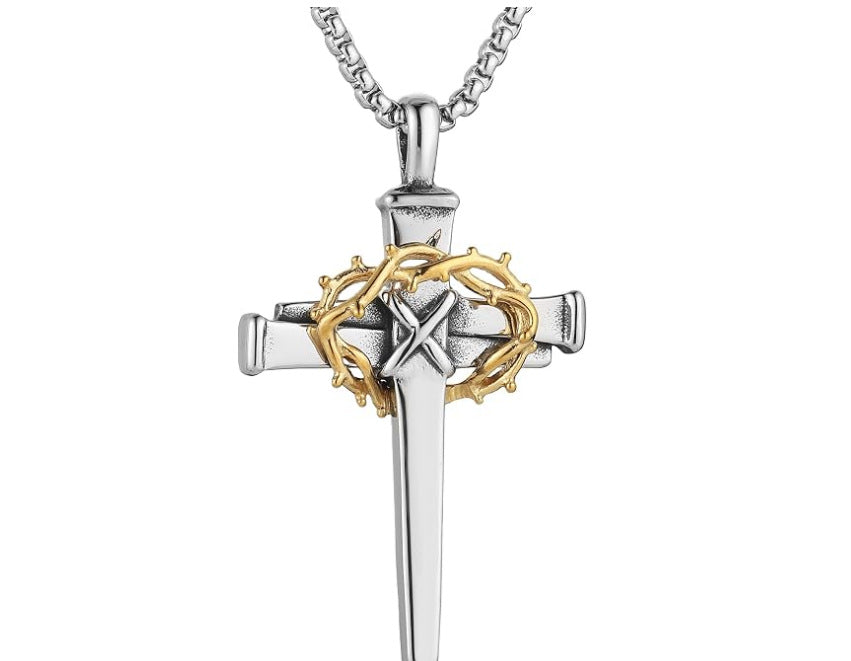 Punk Cross Stainless Steel Pendant Necklace