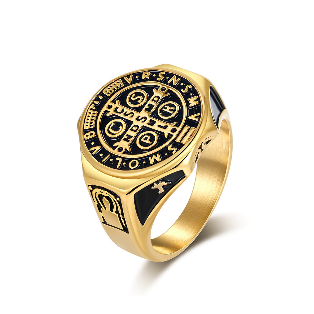 Saint Benedict Medallion Signet Ring — Three Finishes
