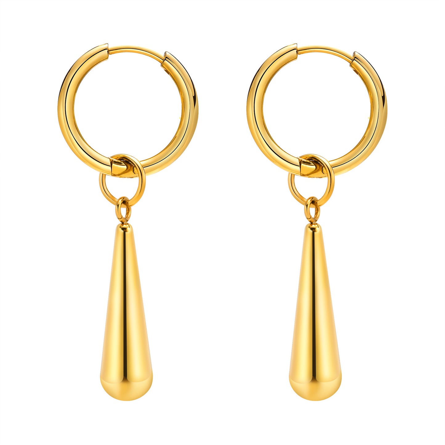Titanium Steel Earrings Gold Water Drop Women Fashion Accessories