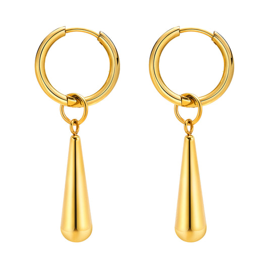 Titanium Steel Earrings Gold Water Drop Women Fashion Accessories