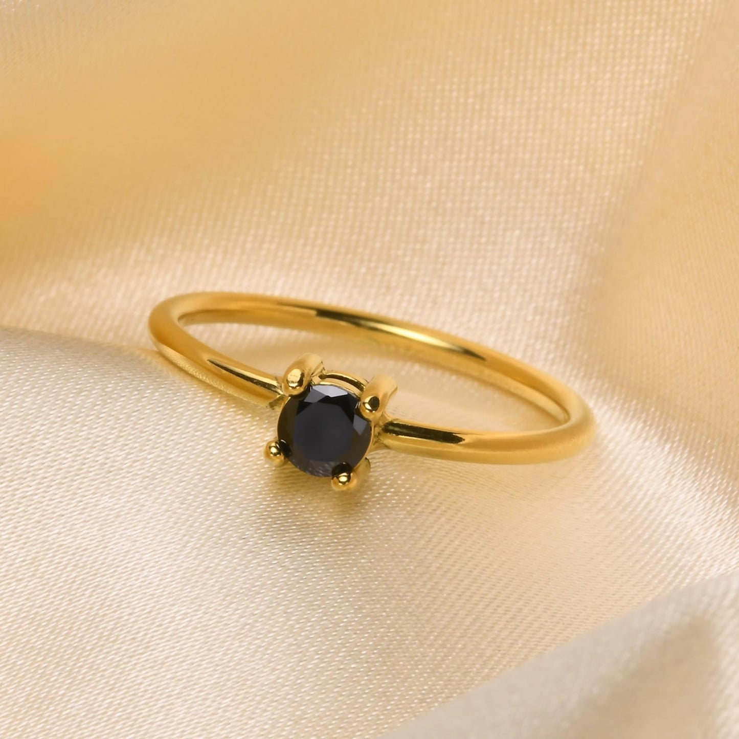 Various Stainless Steel 18K Gold White Black Square Zircon Ring Women