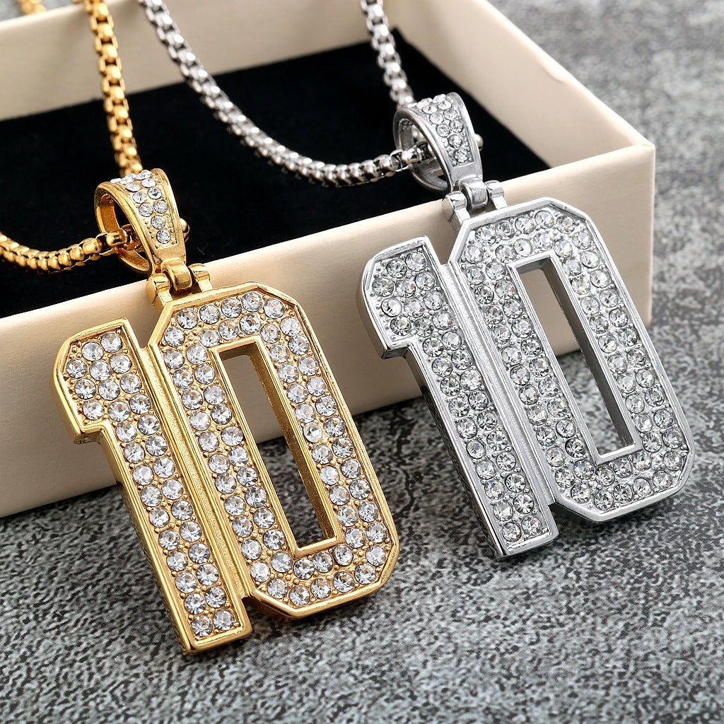 Single-Sided Zircon Stainless Steel Men's Pendant Necklace