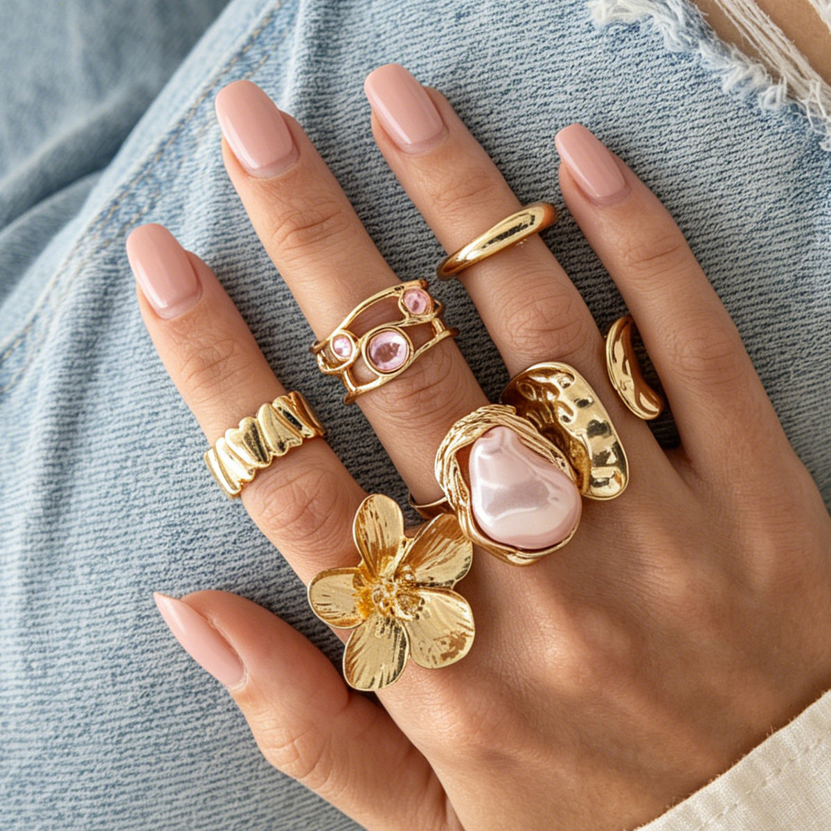 Planderful Vienna Verve Open Ring With Imitation Pearl Ring And Lava Design For Jewelry Lovers