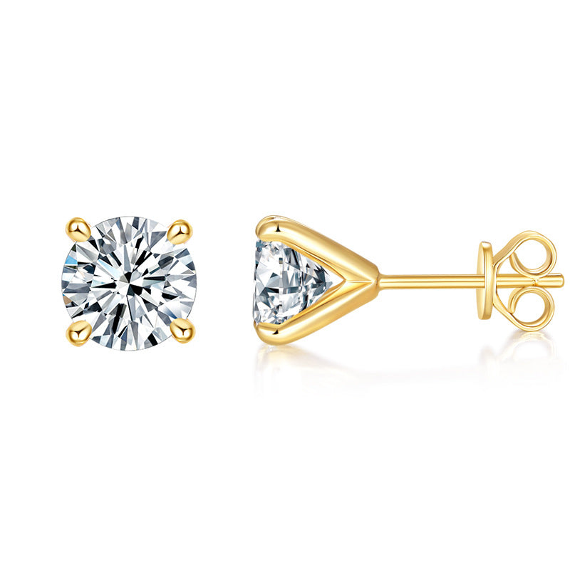 Amazon Hot-Selling Classic Four-Claw Moissanite Stud Earrings