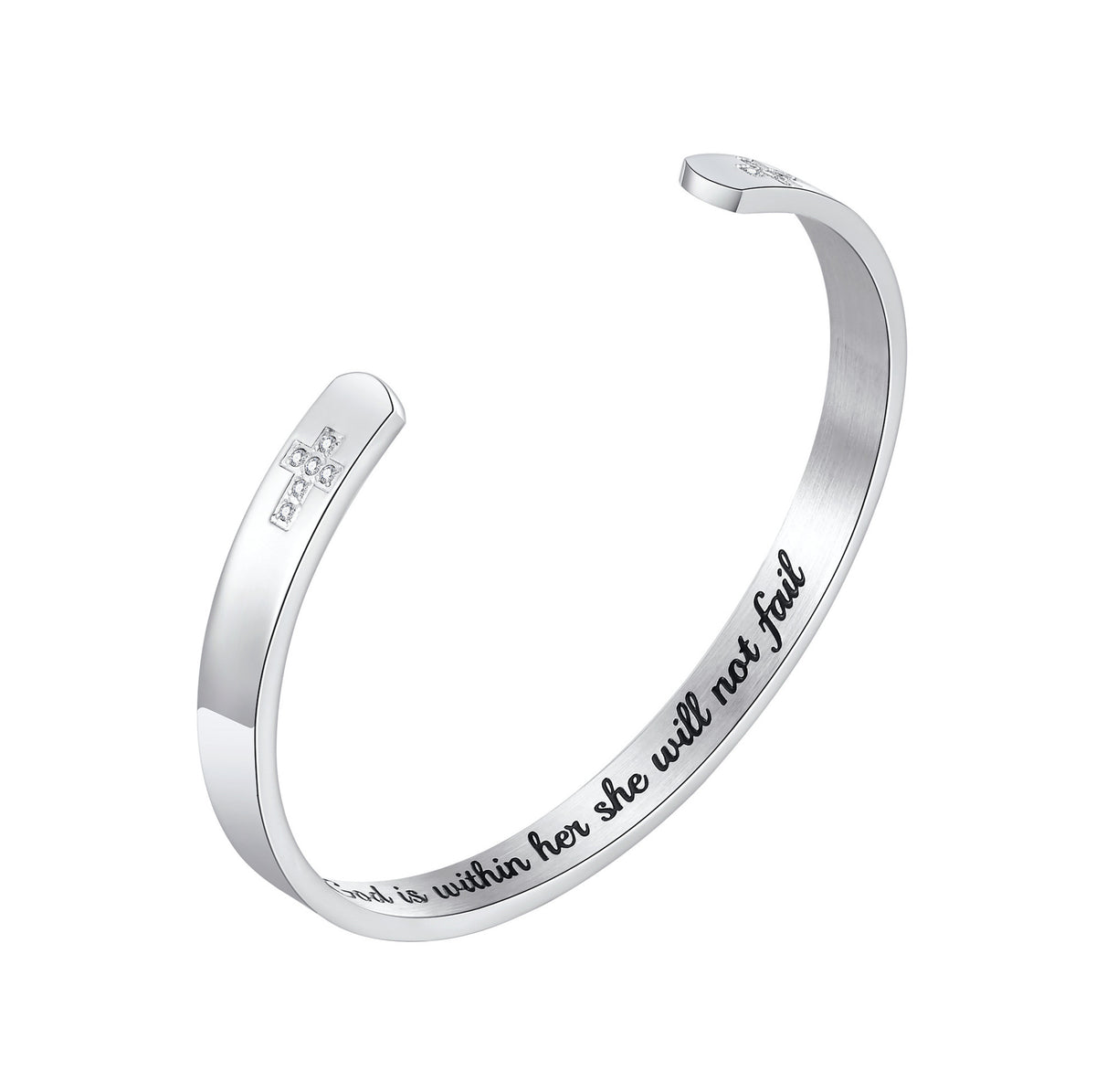Cross Adjustable Stainless Steel Bracelet for Women