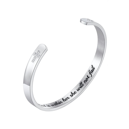 Cross Adjustable Stainless Steel Bracelet for Women