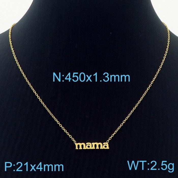 Source Factory 18k Gold Electroplated Stainless Steel Mama Letter Pendant Necklace Mother'S Day