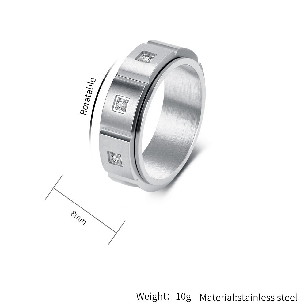 Planderful Titanium Zircon Ring Rotating Matte Finish Unisex For Men And Women Premium Statement
