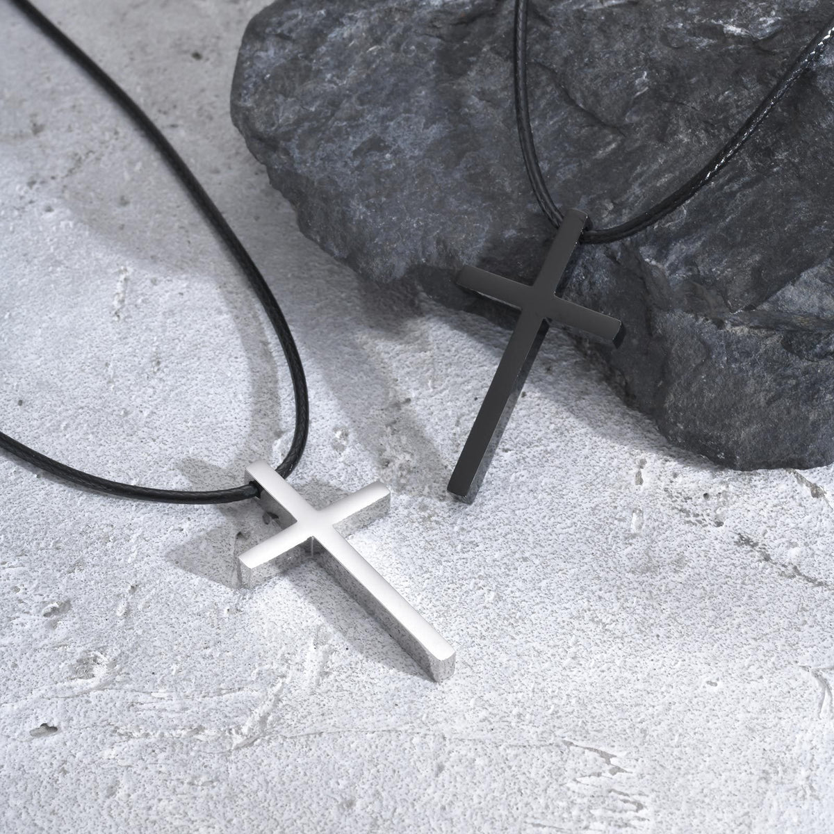 Cross Black Stainless Steel Necklace for Men