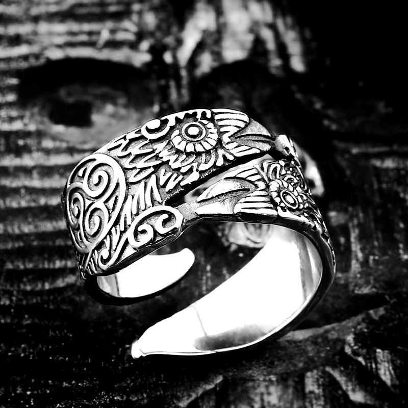 Planderful Nordic Viking Crow Ring Stainless Steel Personalized Open Design For Men