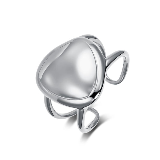 Geometric Triangular Arc Surface Stainless Steel Ring Women's Advanced Light-Sensitive