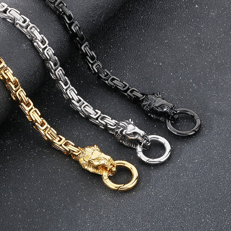 Planderful Emperor Lion Head Titanium Steel Necklace For Men