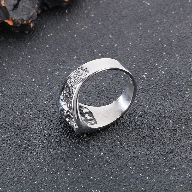 Planderful Ghost Head Skull Ring For Men Stainless Steel