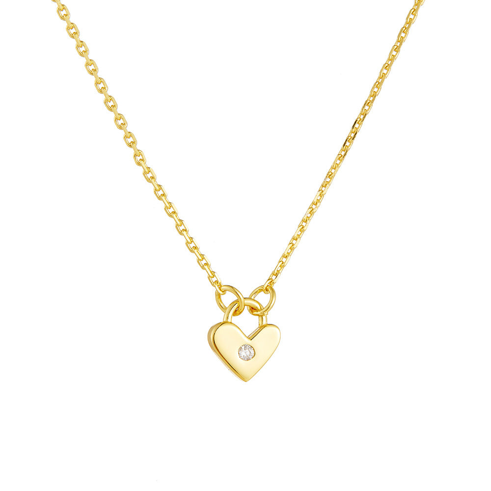 Style Heart-Shaped Zircon Clavicle Chain Necklace Love Sterling Silver