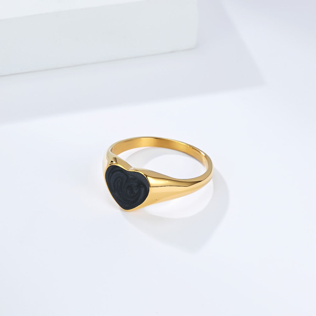 Heart Stainless Steel Ring Women's Gold-Plated Elegant