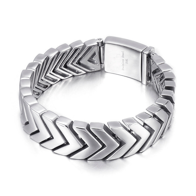 Stylish Stainless Steel Men's Bracelet with Snake Bone Design