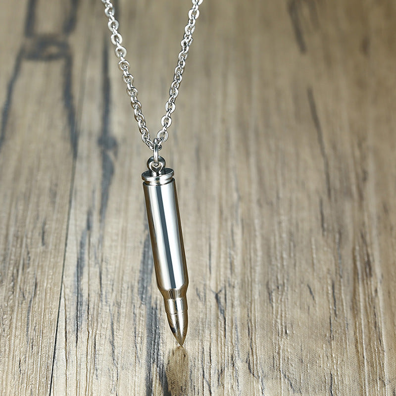 Stainless Steel Bullet Pendant Necklace Personalized Hip Hop Jewelry