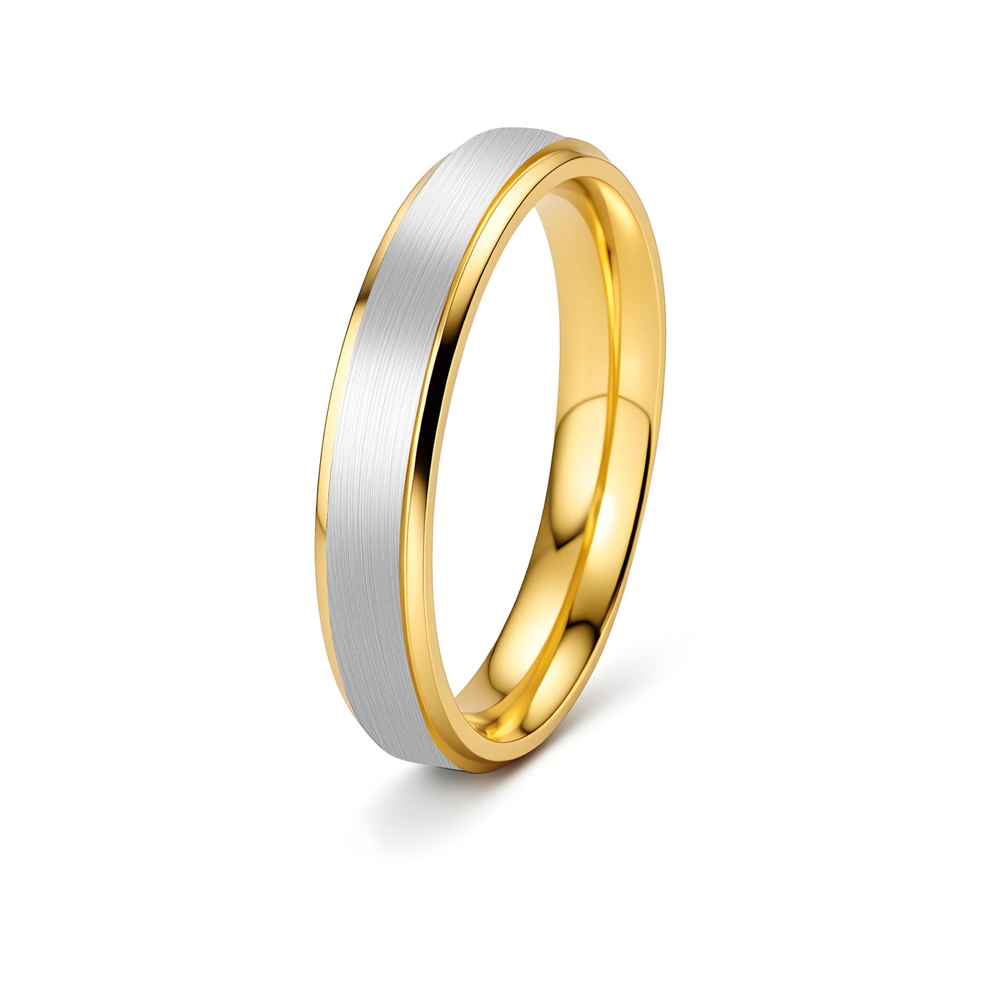 Stainless Steel Zircon Ring Two Tone Gold And Silver Elegant Unisex Couple Jewelry By Planderful Everyday Genie
