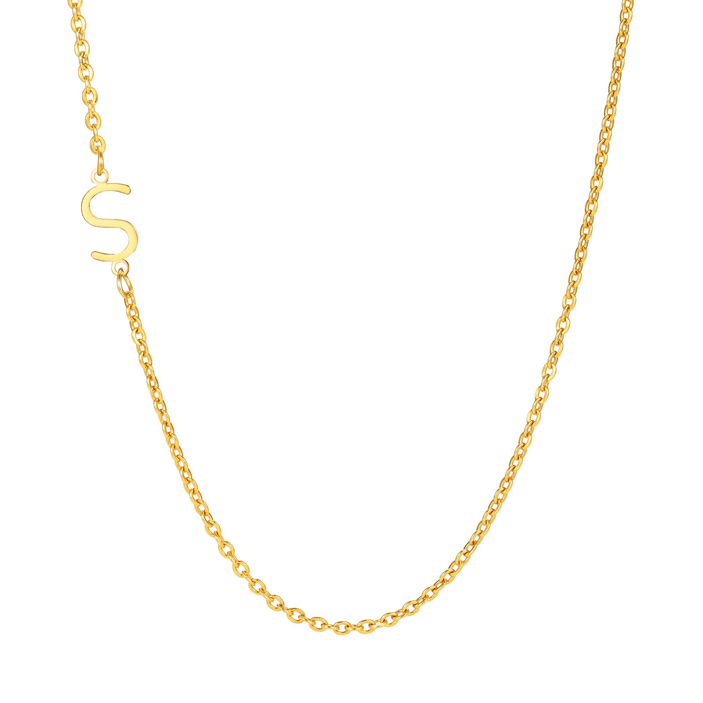Stainless Steel Flat Cross Chain Letter Necklace Gold Collarbone Chain Letter