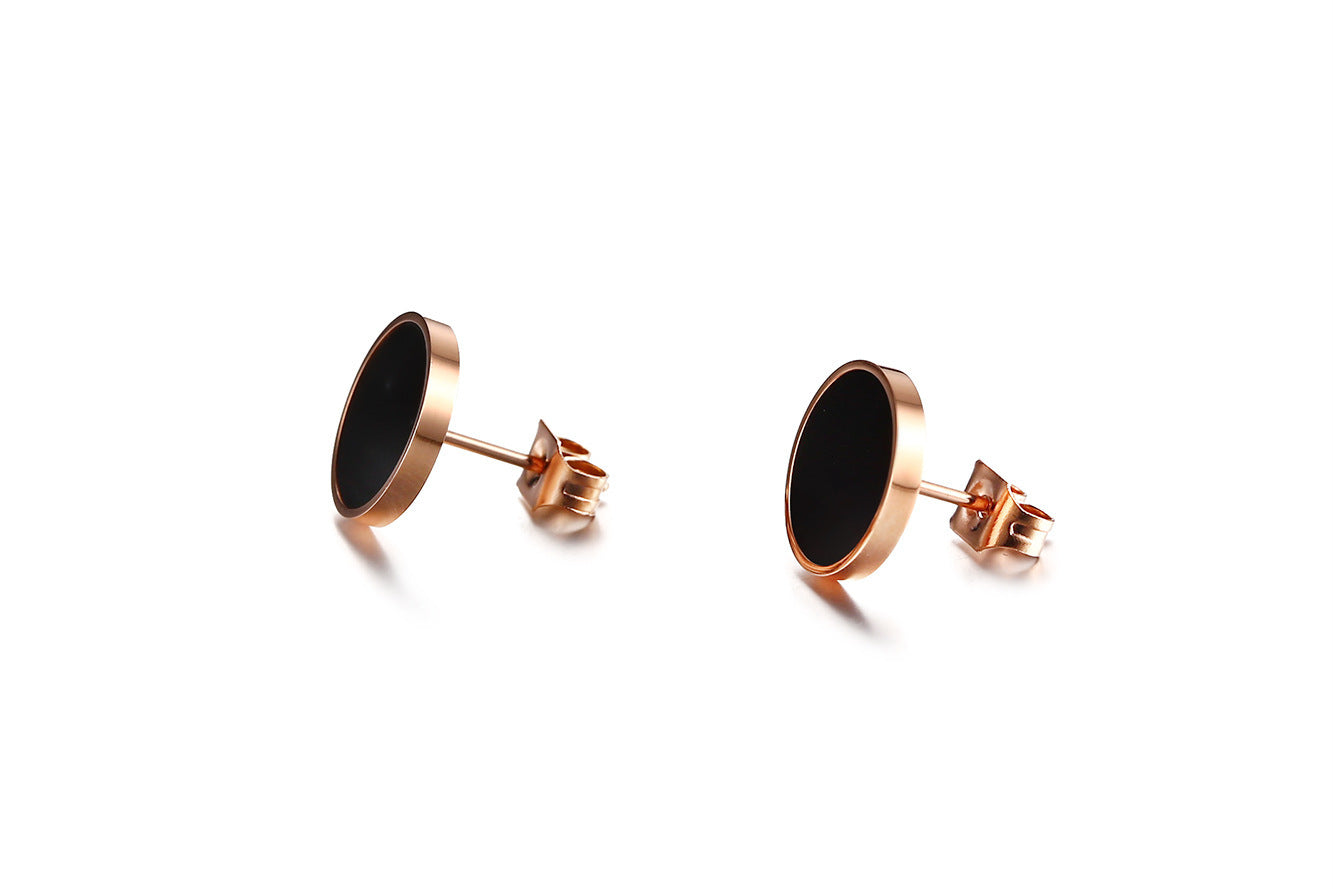 10MM Titanium Steel Acrylic Stud Earrings Rose Gold Fashion