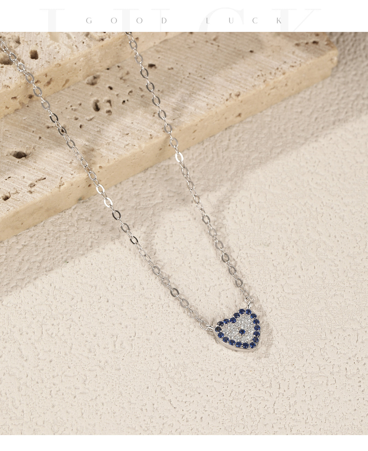 925 Sterling Silver Blue Heart Zircon Necklace