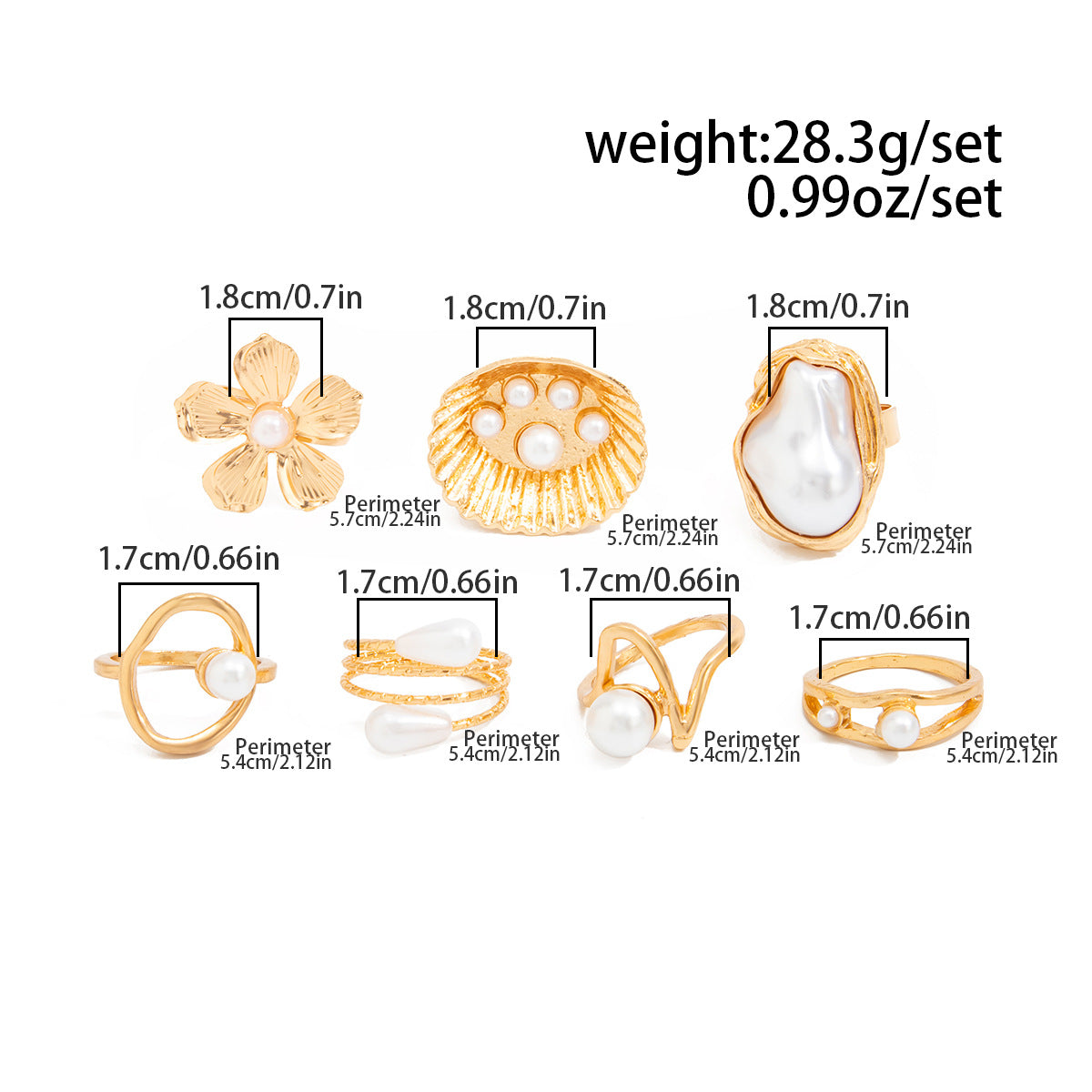 Planderful Vienna Verve Baroque Pearl Ring Open Ring Set For Elegant Women Jewelry Statement