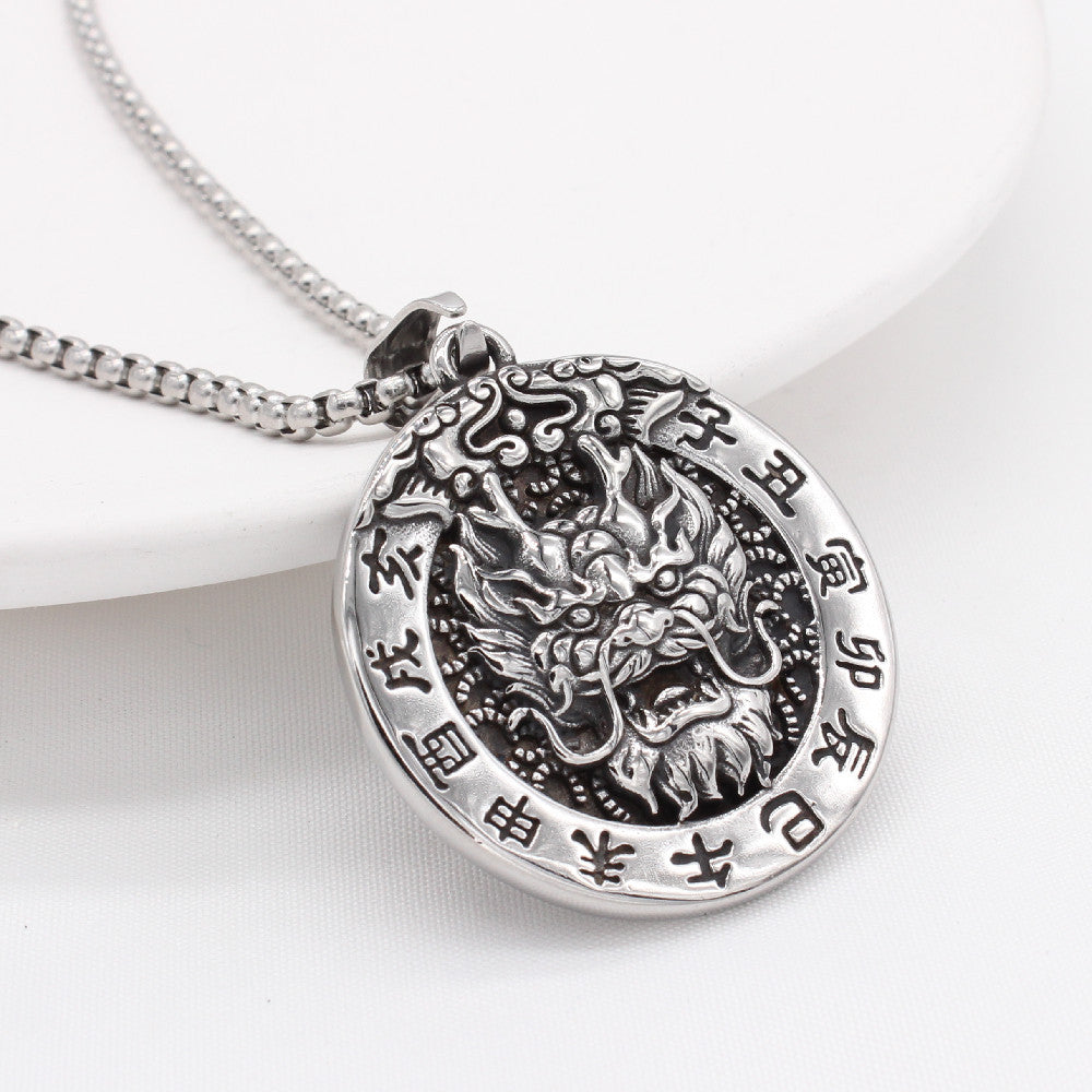 Planderful Chinese Zodiac Pendant Titanium Steel Blessing Necklace For Unisex Protection