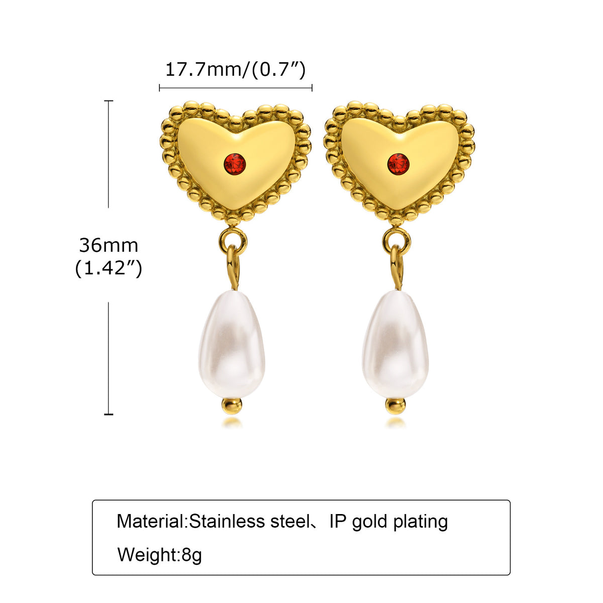 Stainless Steel Zircon Pearl Earrings