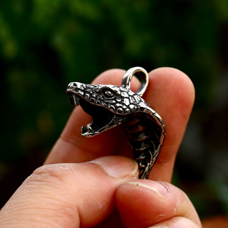Titanium Steel Cobra Zodiac Snake Pendant for Men - Wholesale Jewelry